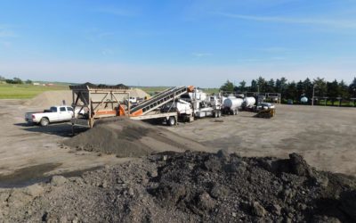 Coughlin Company processing of reclaimed asphalt pavement as part of the Cold Central Plant Recycling process.