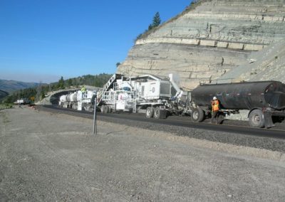 Coughlin Company performing Cold In-Place Recycling along a mountain pass.